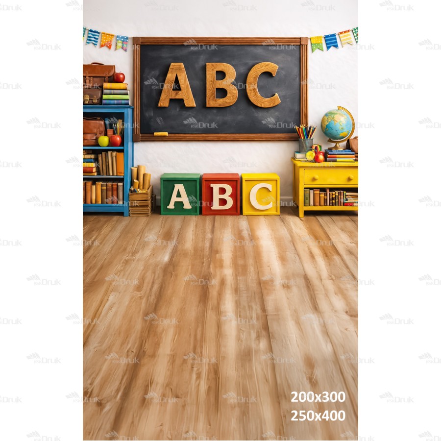 Tło fotograficzne „Drewniane ABC – Klasyczna Klasa Szkolna” | 3949